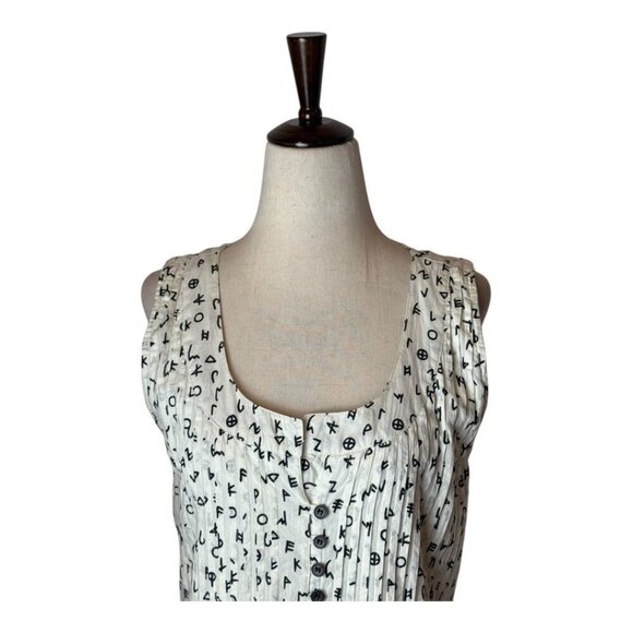 Modaposa‎ Dress Women Medium White Black Alphabet Cotton Alegra Mini Artsy - Picture 4 of 14